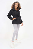 White Italian Belted Hooded Jacket Coat For Women ONE SIZE(FITS UK 8-16) - Dropwear