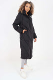 Italian Quilted Hooded Long Jacket Coat For Women  - Dropwear