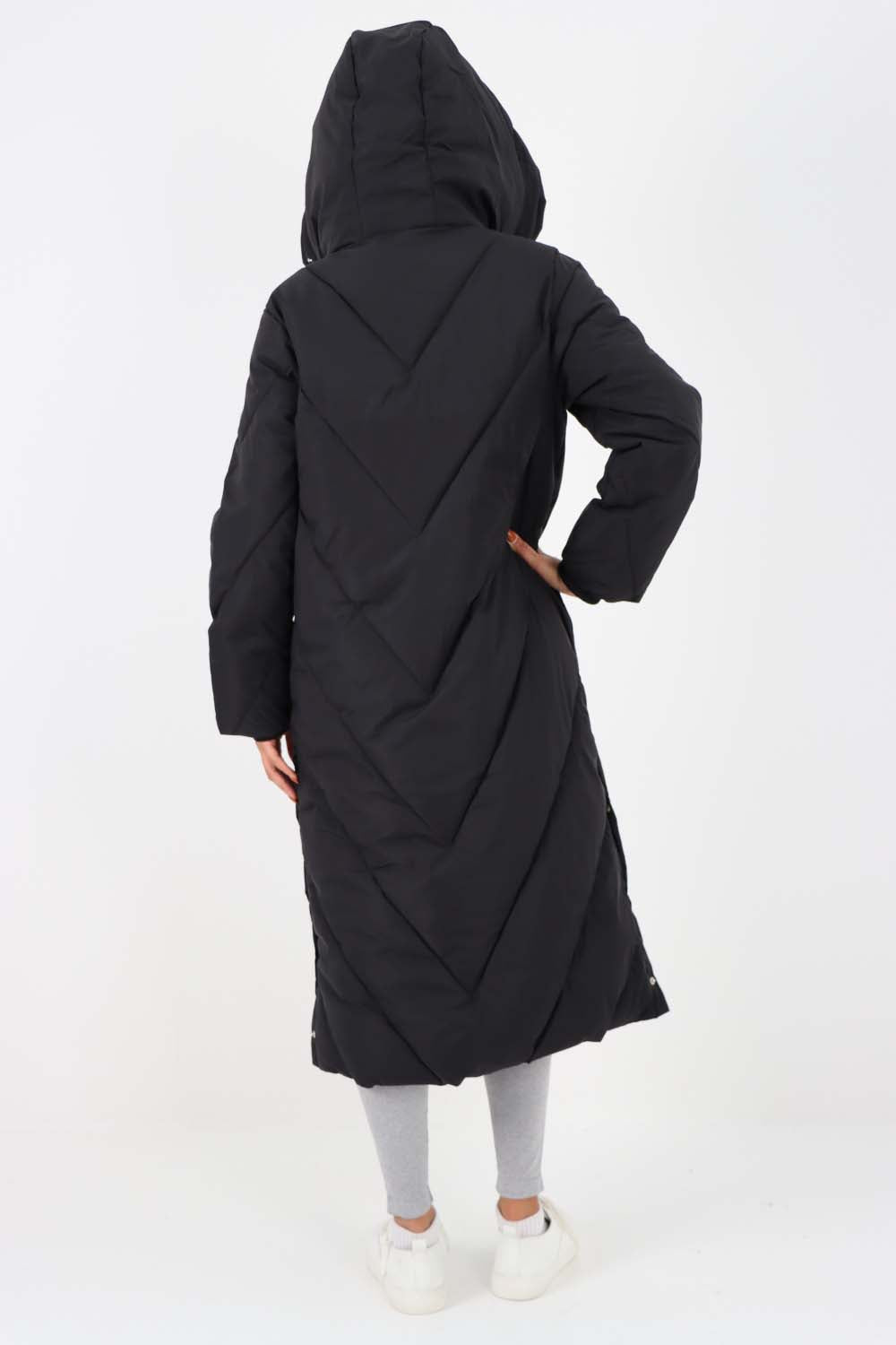 Italian Quilted Hooded Long Jacket Coat For Women  - Dropwear