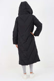 Italian Quilted Hooded Long Jacket Coat For Women  - Dropwear