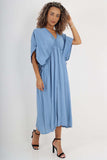 White Italian Drawestring Front Flared Linen Dress For Women ONE SIZE (FITS UK 12-22) - Dropwear