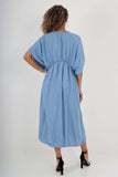 Italian Drawestring Front Flared Linen Dress For Women  - Dropwear