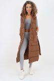 Italian Belted Hooded Long Gilet For Women  - Dropwear