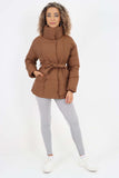 Italian Belted Hooded Jacket Coat For Women  - Dropwear