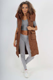 Italian Padded Pockets Hooded Long Gilet For Women  - Dropwear