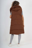 Italian Padded Pockets Hooded Long Gilet For Women  - Dropwear