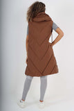 Italian Padded Pockets Hooded Zip up Long Gilet For Women  - Dropwear