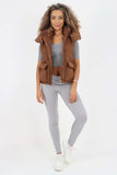 Italian Padded Pockets Hooded Gilet For Women  - Dropwear