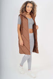 Italian Padded Pockets Hooded Zip up Long Gilet For Women  - Dropwear
