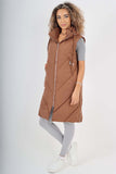 Italian Padded Pockets Hooded Zip up Long Gilet For Women  - Dropwear