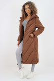 Italian Quilted Hooded Long Jacket Coat For Women  - Dropwear