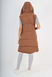 Italian Padded Pockets Hooded Long Gilet For Women  - Dropwear