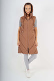 Italian Padded Pockets Hooded Zip up Long Gilet For Women  - Dropwear