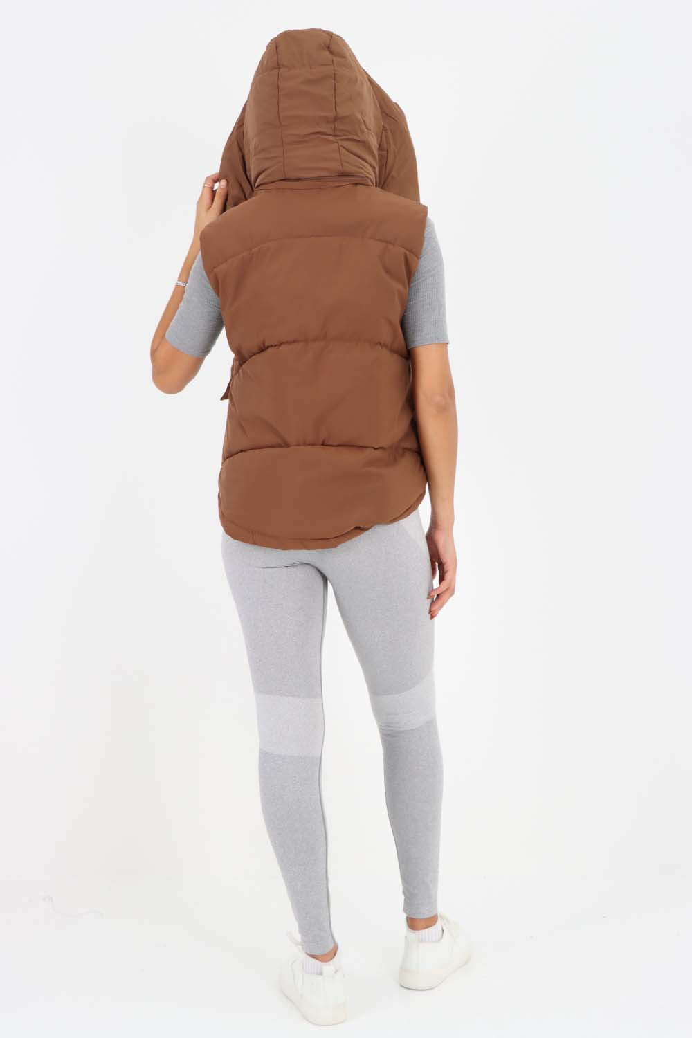 Italian Padded Pockets Hooded Gilet For Women  - Dropwear