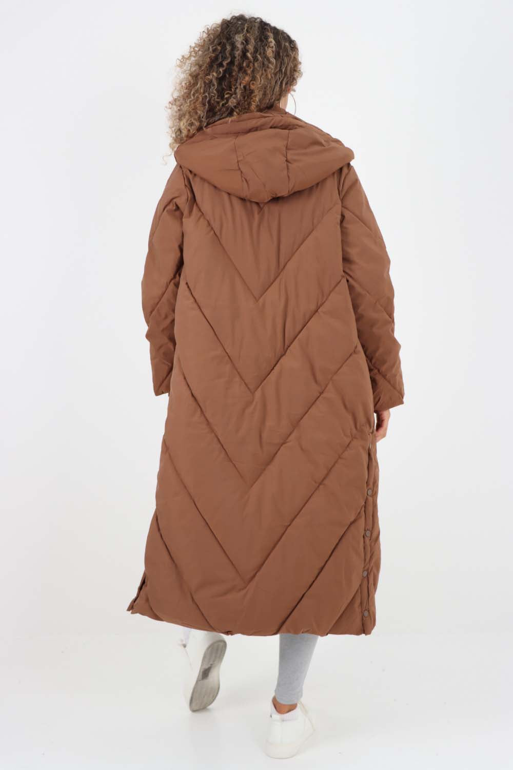 Italian Quilted Hooded Long Jacket Coat For Women  - Dropwear