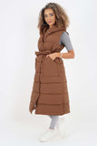 Italian Belted Hooded Long Gilet For Women  - Dropwear