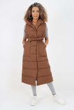 Italian Belted Hooded Long Gilet For Women  - Dropwear