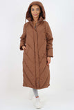 Italian Quilted Hooded Long Jacket Coat For Women  - Dropwear