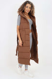 Italian Belted Hooded Long Gilet For Women  - Dropwear