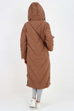 Italian Quilted Hooded Long Jacket Coat For Women  - Dropwear