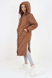 Italian Quilted Hooded Long Jacket Coat For Women  - Dropwear