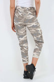 Plus Size Italian Drawstring Camo Side Pockets Cargo Trousers For Women  - Dropwear