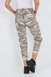 Plus Size Italian Drawstring Camo Side Pockets Cargo Trousers For Women  - Dropwear