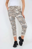Plus Size Italian Drawstring Camo Side Pockets Trousers For Women  - Dropwear