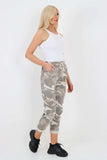 Plus Size Italian Drawstring Camo Side Pockets Trousers For Women  - Dropwear