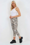 Plus Size Italian Drawstring Camo Side Pockets Trousers For Women  - Dropwear