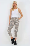 Plus Size Italian Drawstring Camo Side Pockets Trousers For Women  - Dropwear