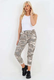 Plus Size Italian Drawstring Camo Side Pockets Cargo Trousers For Women  - Dropwear
