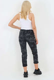 Plus Size Italian Drawstring Camo Side Pockets Trousers For Women  - Dropwear