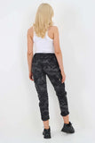 Plus Size Italian Drawstring Camo Side Pockets Cargo Trousers For Women  - Dropwear