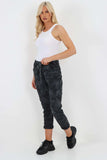 Plus Size Italian Drawstring Camo Side Pockets Trousers For Women  - Dropwear
