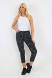 Plus Size Italian Drawstring Camo Side Pockets Trousers For Women  - Dropwear