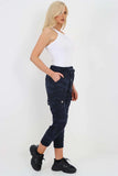 Plus Size Italian Drawstring Camo Side Pockets Cargo Trousers For Women  - Dropwear