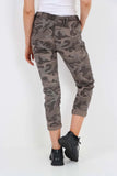 Plus Size Italian Drawstring Camo Side Pockets Trousers For Women  - Dropwear