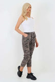 Plus Size Italian Drawstring Camo Side Pockets Trousers For Women  - Dropwear