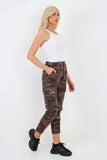 Plus Size Italian Drawstring Camo Side Pockets Cargo Trousers For Women  - Dropwear