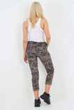 Plus Size Italian Drawstring Camo Side Pockets Trousers For Women  - Dropwear