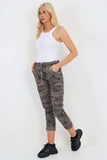 Plus Size Italian Drawstring Camo Side Pockets Trousers For Women  - Dropwear