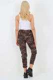 Plus Size Italian Drawstring Camo Side Pockets Cargo Trousers For Women  - Dropwear