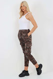 Plus Size Italian Drawstring Camo Side Pockets Cargo Trousers For Women  - Dropwear