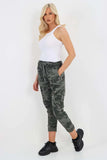 White Plus Size Italian Drawstring Camo Side Pockets Cargo Trousers For Women 16 - Dropwear