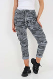 Pink Plus Size Italian Drawstring Camo Side Pockets Cargo Trousers For Women 18 - Dropwear