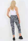 Navy Blue Plus Size Italian Drawstring Camo Side Pockets Cargo Trousers For Women 22 - Dropwear
