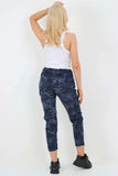 Yellow Plus Size Italian Drawstring Camo Side Pockets Trousers For Women 18 - Dropwear