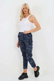 Yellow Plus Size Italian Drawstring Camo Side Pockets Trousers For Women 20 - Dropwear