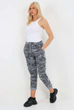 Navy Blue Plus Size Italian Drawstring Camo Side Pockets Cargo Trousers For Women 20 - Dropwear